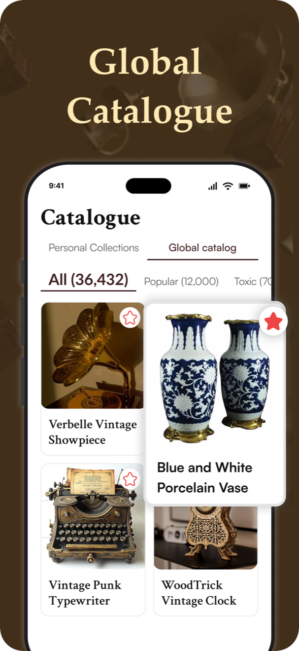 global catalogue with database of more than 100K antiques